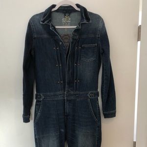 Zara Pleated Denim Jumpsuit Small